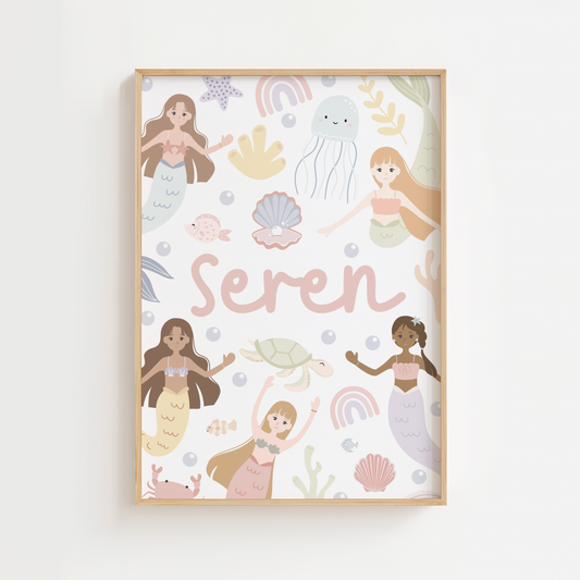 Personalised Pastel Mermaid Print