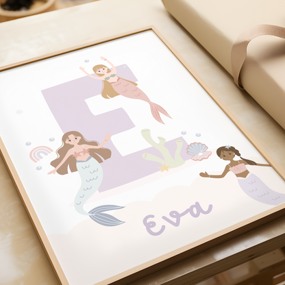 Personalised Pastel Mermaid Print