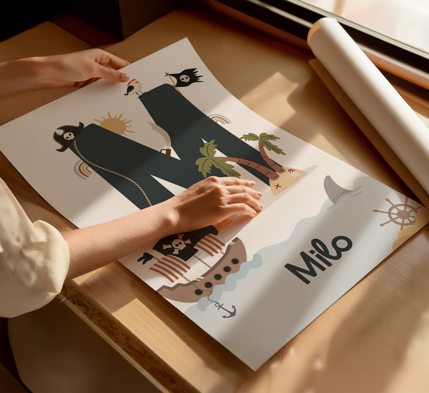 Personalised Pirate Initial Name Print