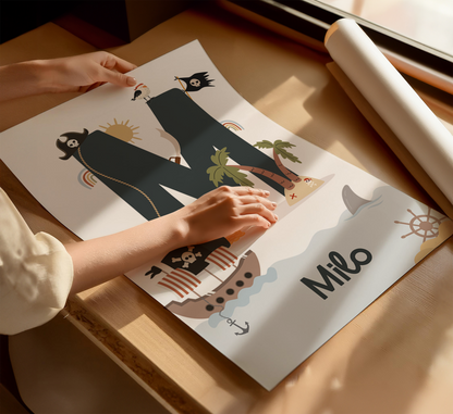 Personalised Pirate Initial Name Print