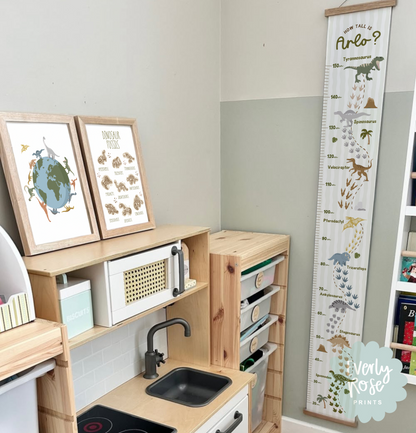 Personalised Dinosaur Height Chart Print
