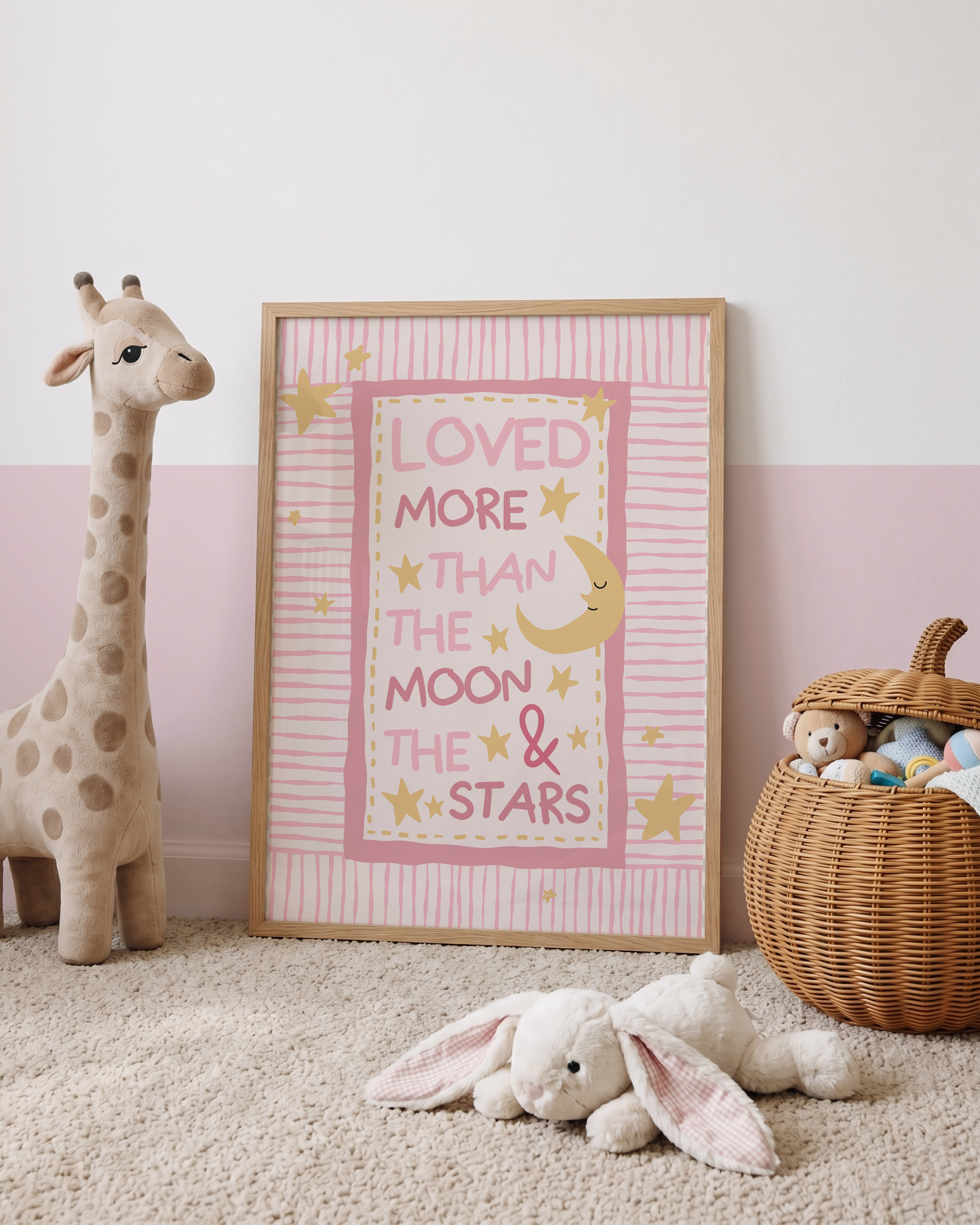 Loved More Than The Moon & The Stars Quote Print