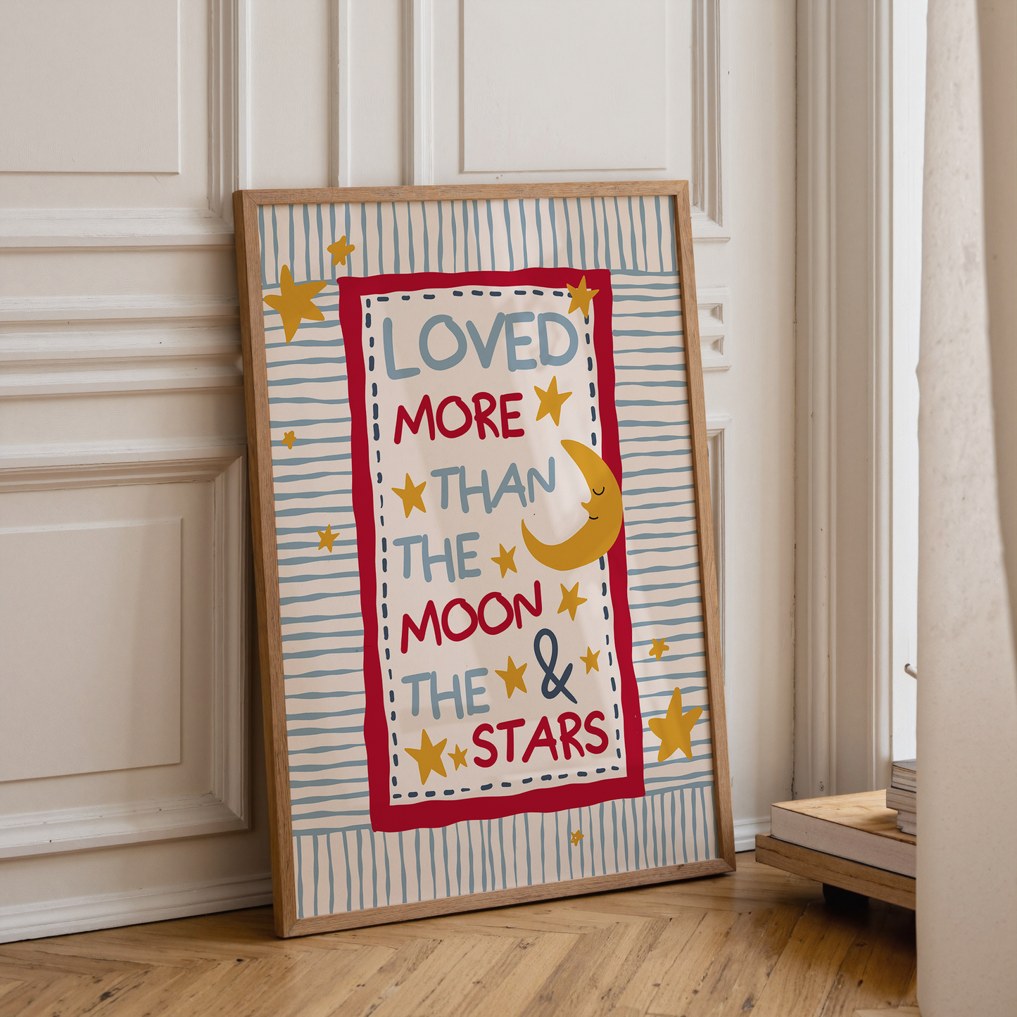 Loved More Than The Moon & The Stars Quote Print