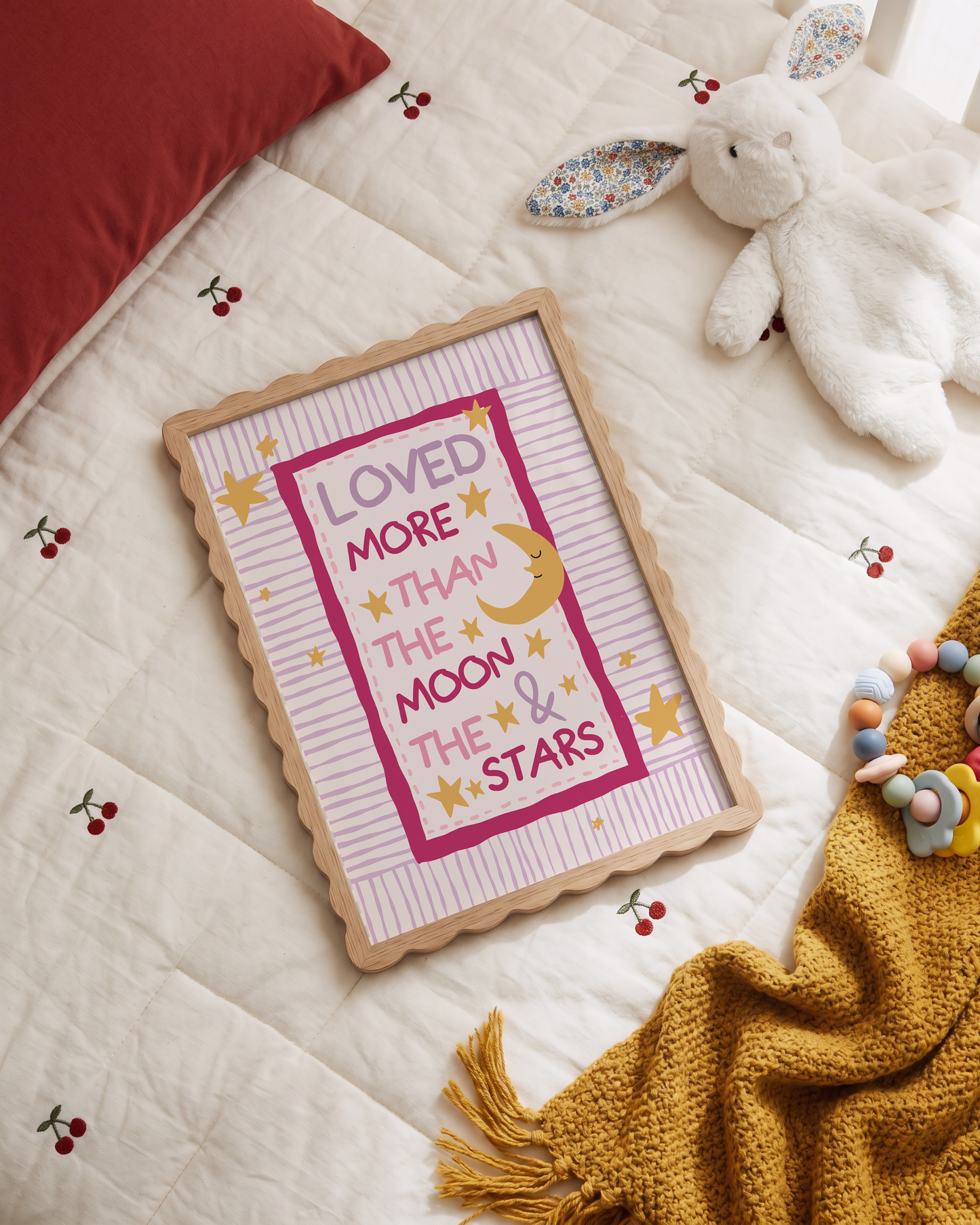 Loved More Than The Moon & The Stars Quote Print