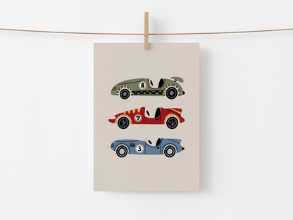 Speedster Race Car Trio Print