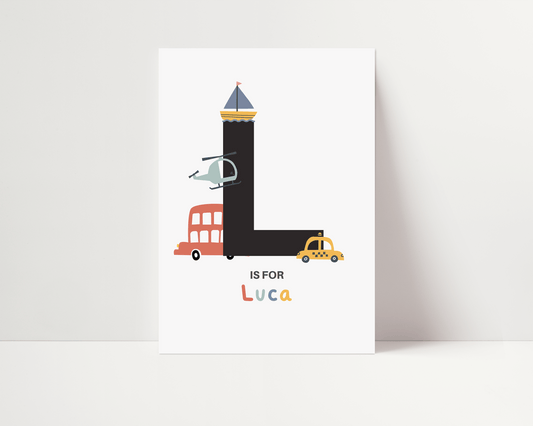 Personalised Modes Of Transport Art Print