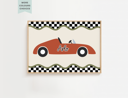 Personalised Retro Race Car Print