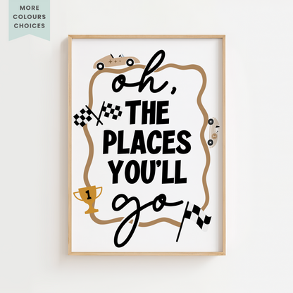 "Oh The Places You'll Go" Retro Racer Print