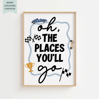 "Oh The Places You'll Go" Retro Racer Print