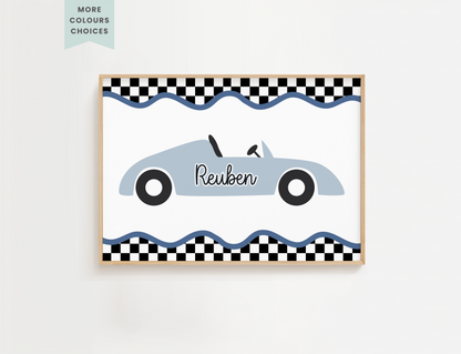 Personalised Retro Race Car Print