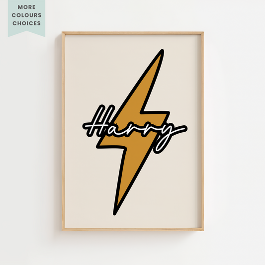 Personalised Lightning Bolt Retro Racer Print