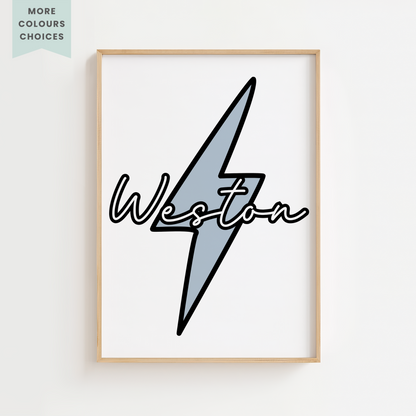 Personalised Lightning Bolt Retro Racer Print