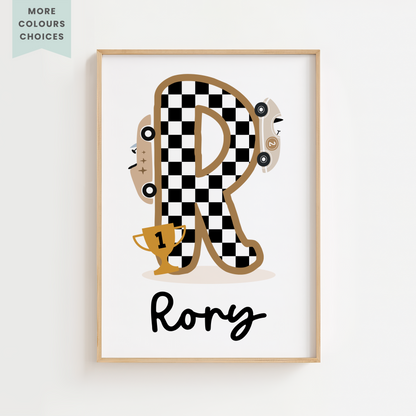 Personalised Retro Racer Print