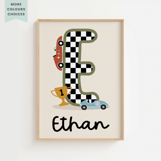 Personalised Retro Racer Print