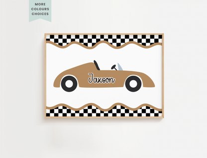 Personalised Retro Race Car Print