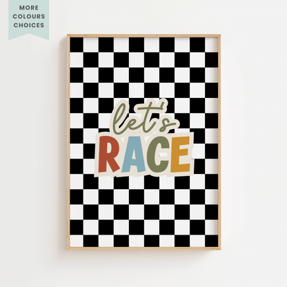 "Let's Race" Retro Racer Print