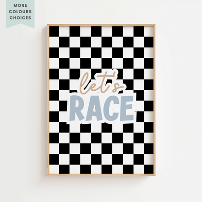 "Let's Race" Retro Racer Print