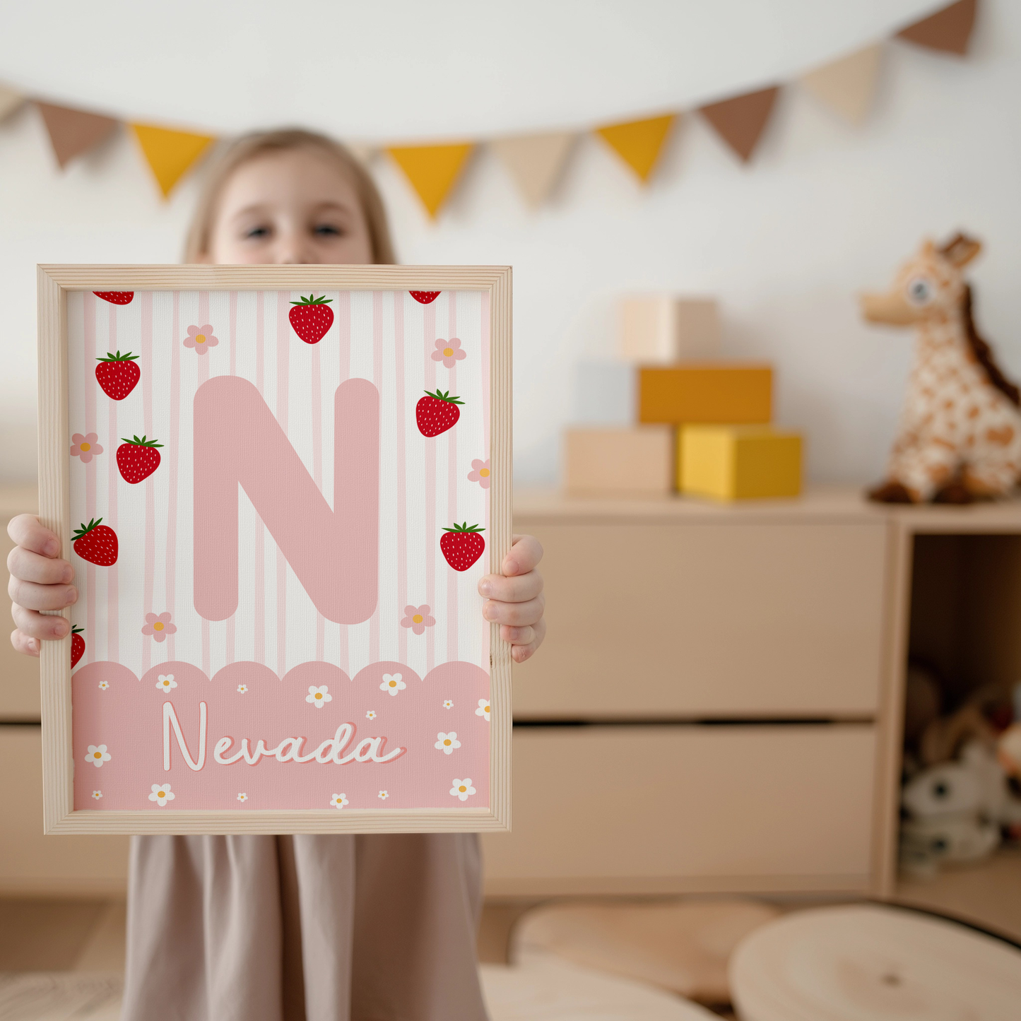 Personalised Strawberry Daisy Print