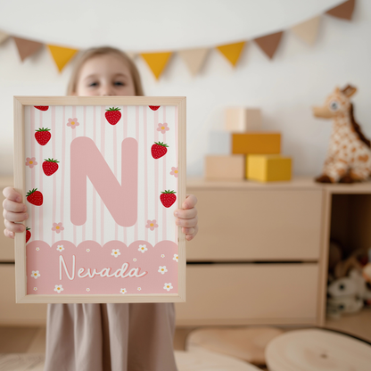 Personalised Strawberry Daisy Print
