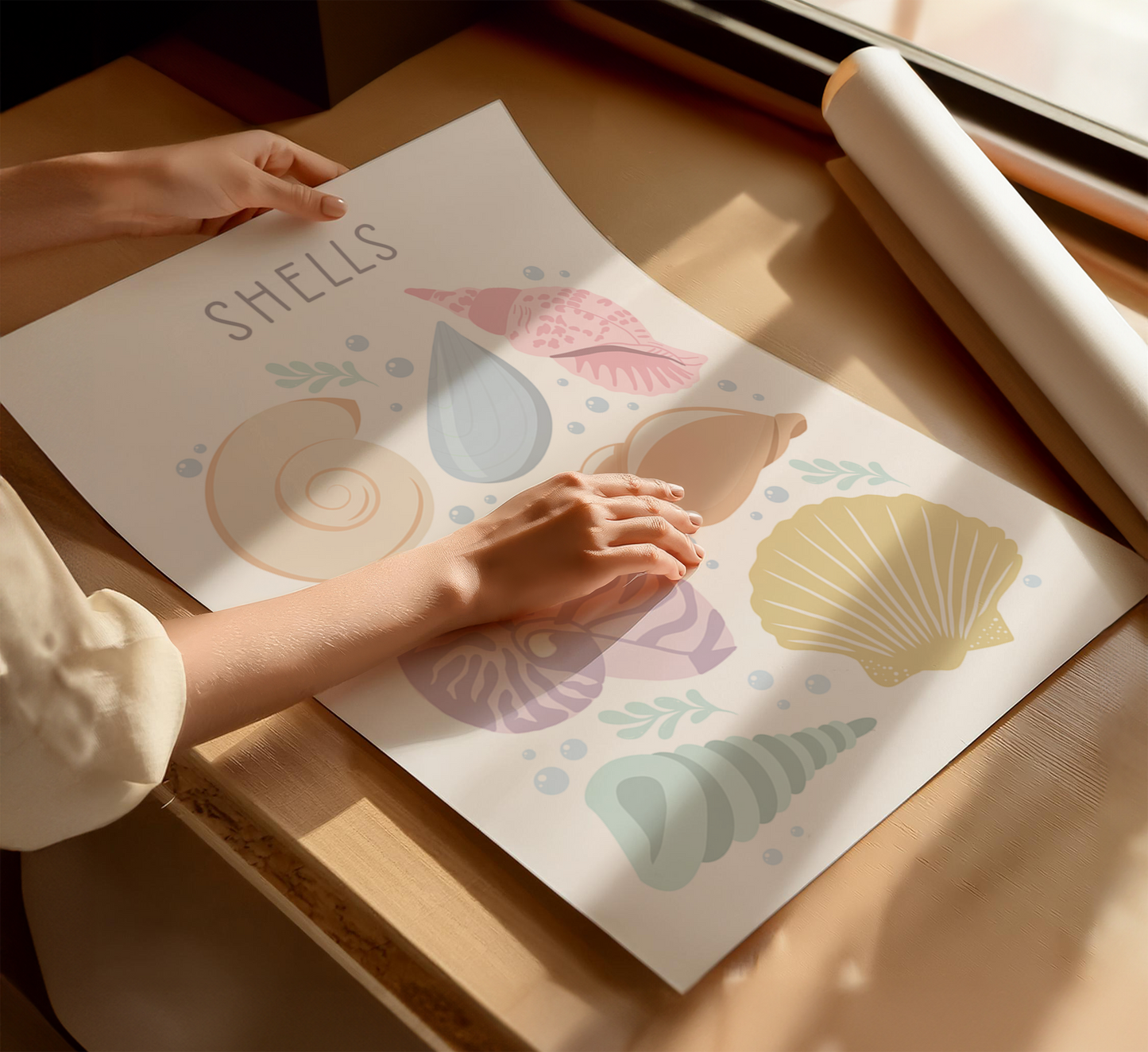 Seashells Illustration Print - Pastel