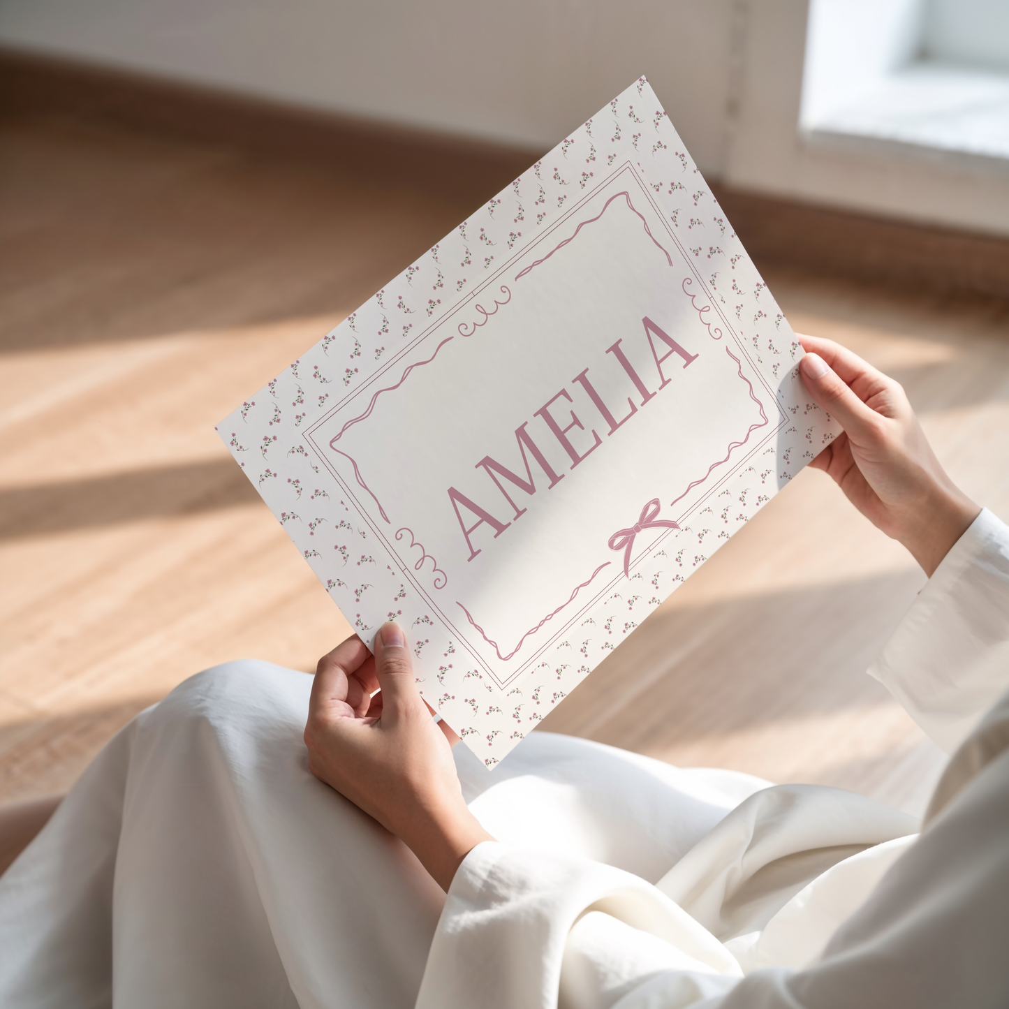 Personalised Vintage Floral Name Print