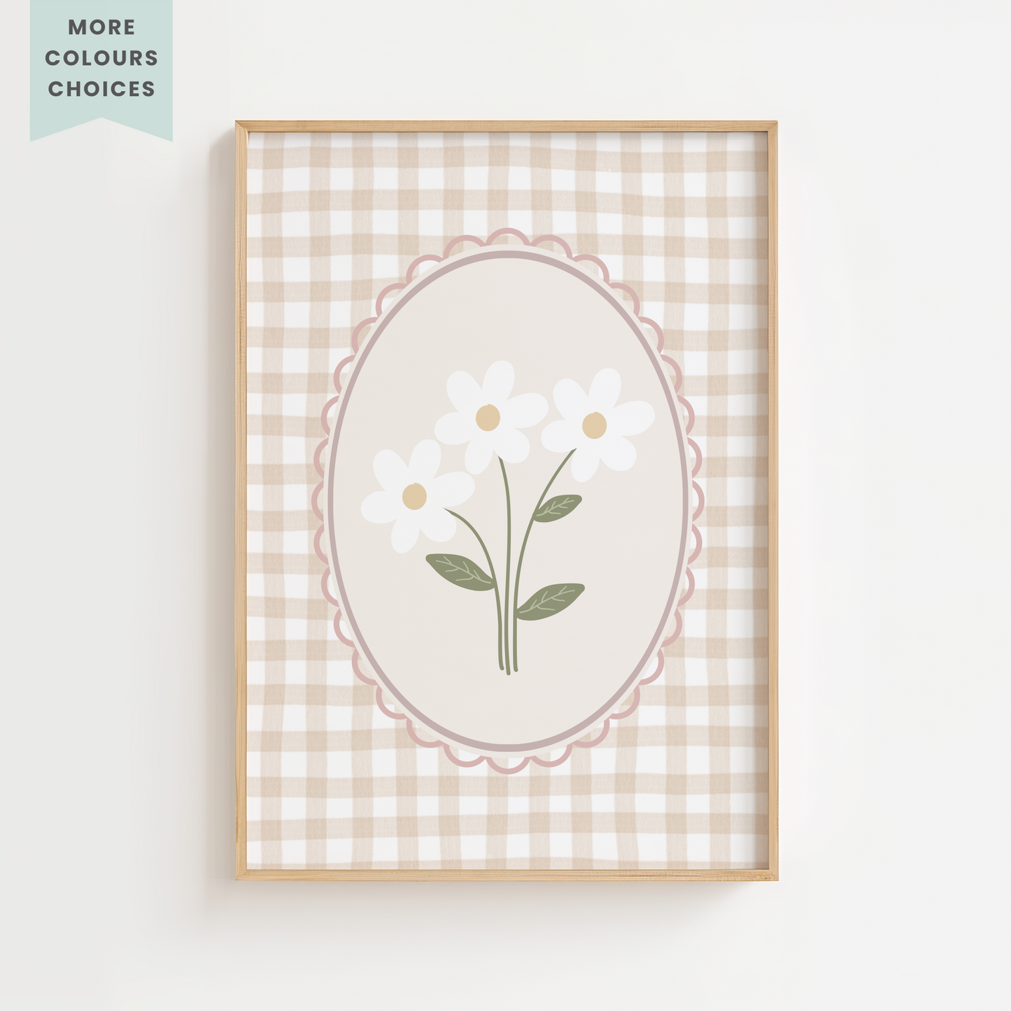 Vintage Gingham Daisy Print